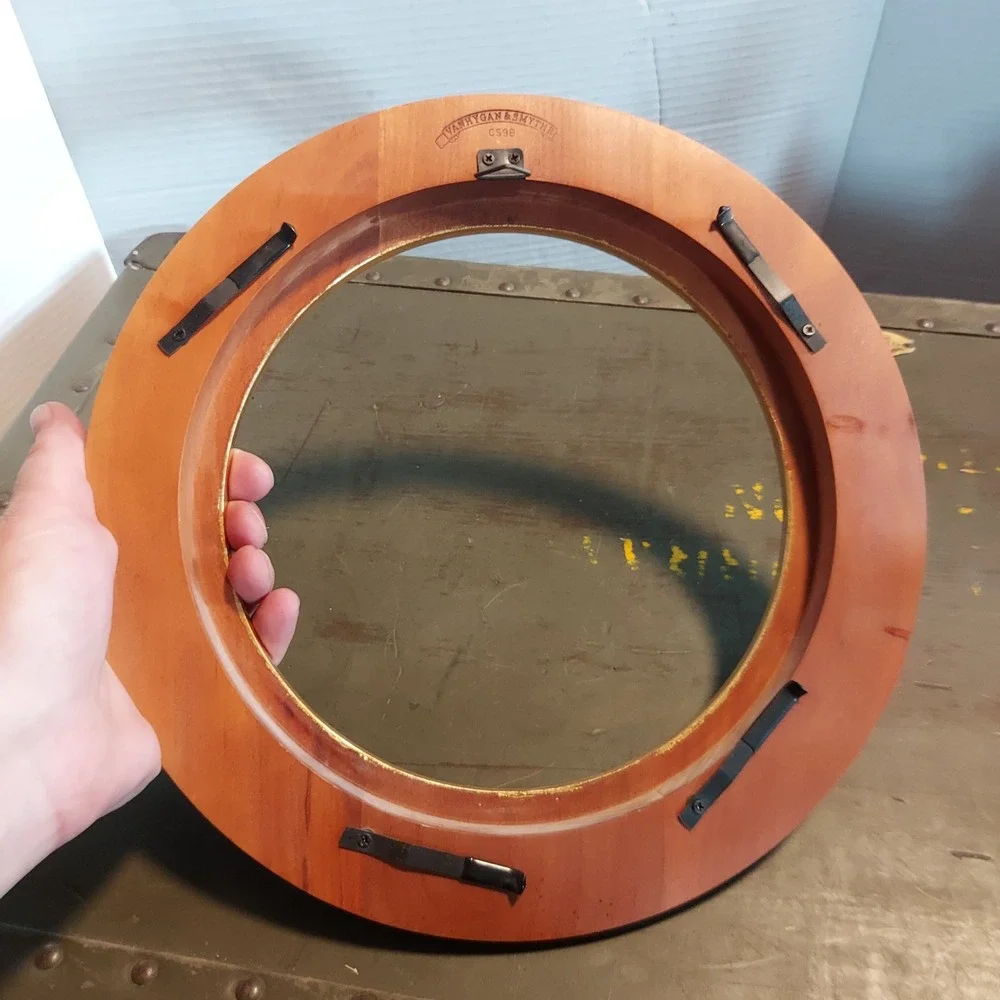 Van Hygan & Smythe CS98 Round Wood Picture Frame Gold Lip 11.25 Inch Brown